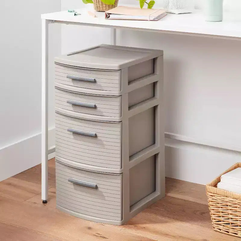 Torretta a 4 cassetti Weave Grigio Scuro - Brightroom™: organizer portaoggetti in plastica, cassetti multiuso portatili, portaoggetti universale