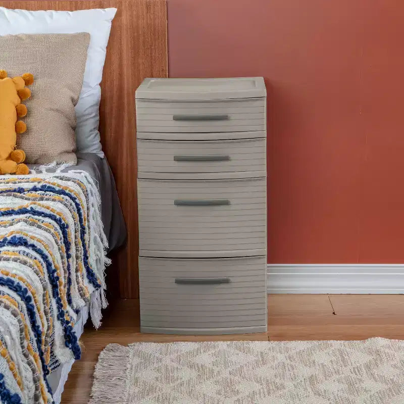 Torretta a 4 cassetti Weave Grigio Scuro - Brightroom™: organizer portaoggetti in plastica, cassetti multiuso portatili, portaoggetti universale