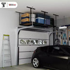 Shuntong 4'x8' Il portapacchi da garage a soffitto Atlas Pro Capacità di carico 1100 libbre Finitura martellata nera
