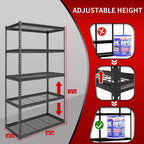 Scaffalatura Atlas a 5 Ripiani 36"x18"x72" in Acciaio con Montaggio a Incastro Carico 4000 libbre con Ripiani in Rete Grigio Scuro