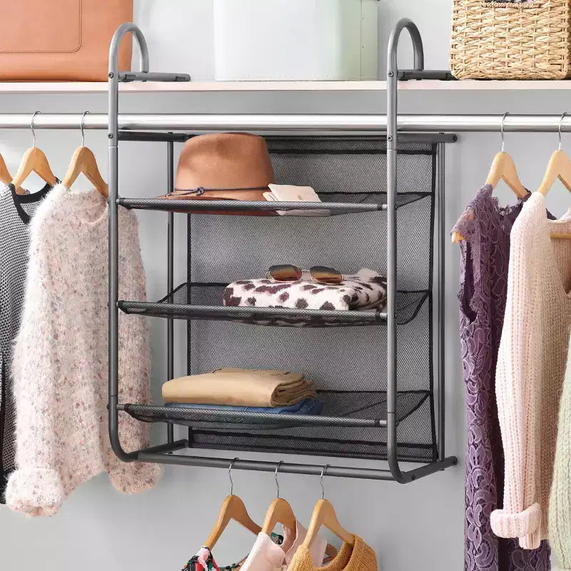 Whitmor Organizer Armadio a 3 Ripiani Sospeso Grigio