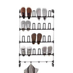 Organize It All Scarpiera da 12 paia da appendere alla porta con 4 ganci per accessori: Scarpiera e cappelliera con struttura in metallo, Soluzione salvaspazio da porta