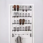 Organize It All Scarpiera da 12 paia da appendere alla porta con 4 ganci per accessori: Scarpiera e cappelliera con struttura in metallo, Soluzione salvaspazio da porta