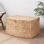 SOL HOME Baule Rettangolare in Giunco di Giacinto d'Acqua Ludmilla 26"x19"x14" Marrone Naturale: Contenitore, Telaio in Ferro