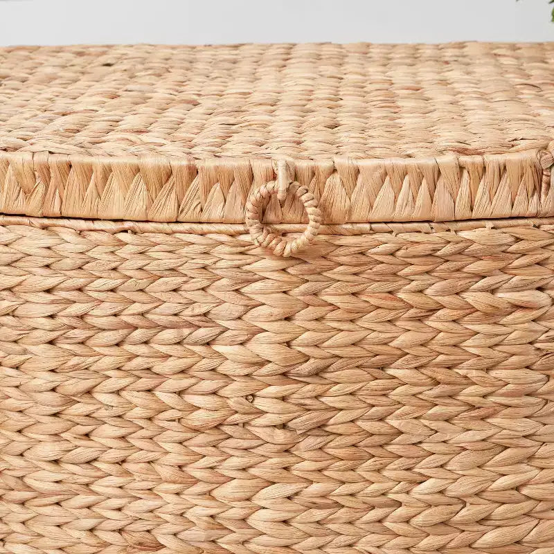 SOL HOME Baule Rettangolare in Giunco di Giacinto d'Acqua Ludmilla 26"x19"x14" Marrone Naturale: Contenitore, Telaio in Ferro