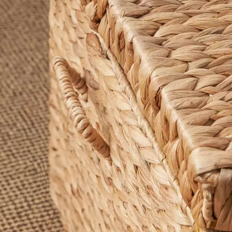 SOL HOME Baule Rettangolare in Giunco di Giacinto d'Acqua Ludmilla 26"x19"x14" Marrone Naturale: Contenitore, Telaio in Ferro