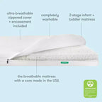 Materasso per culla Newton Essential - Bianco: rigido, traspirante, ipoallergenico, doppia fase, imbottitura in polietilene, spessore 10 cm