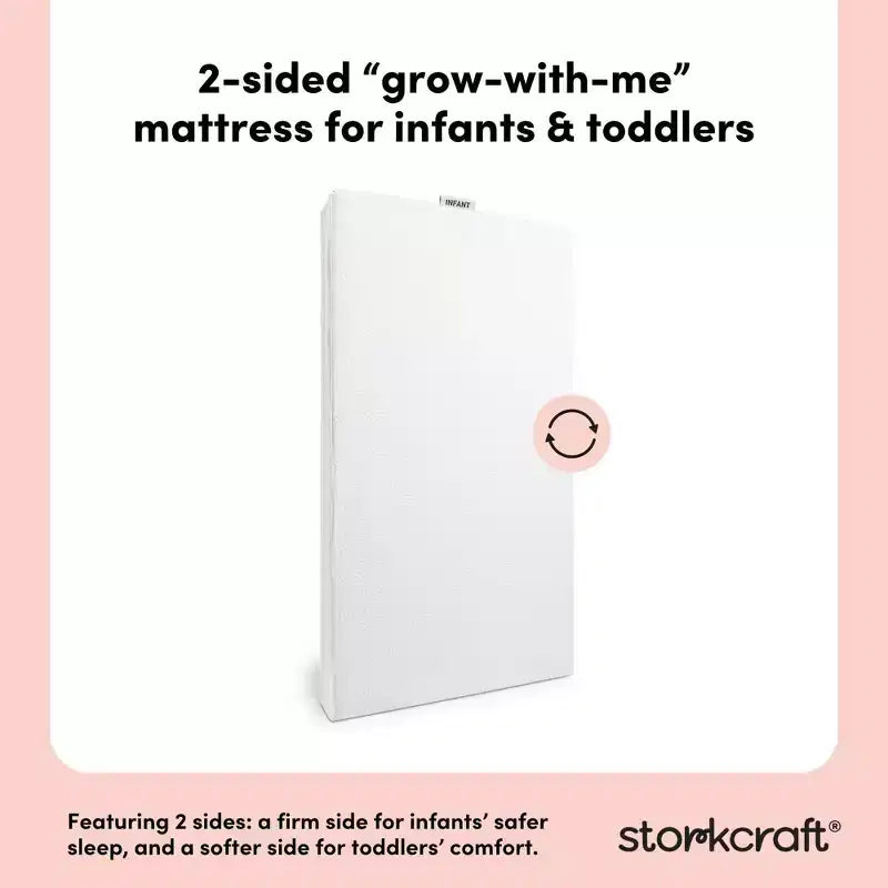 Materasso per culla e lettino Storkcraft 6" Grow-with Me Premium impermeabile a doppia faccia: Rigido, Imbottito in fibra, 6,35 kg