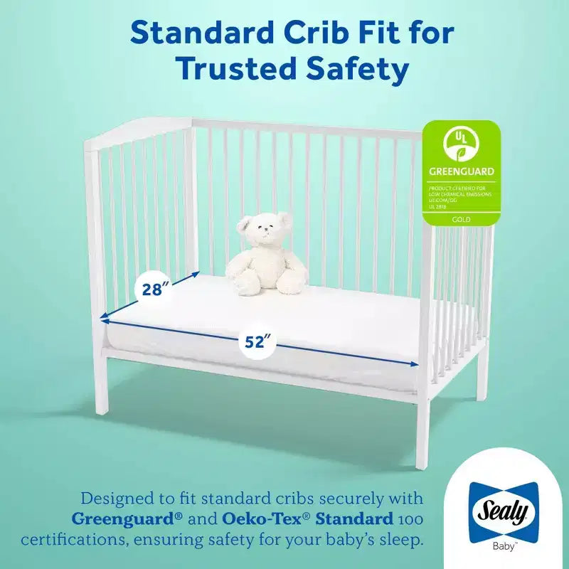 Materasso per culla e lettino Sealy Baby 2Cool traspirante a 2 lati da 5": Ultra-rigido, rivestimento in maglia, 3,17 kg
