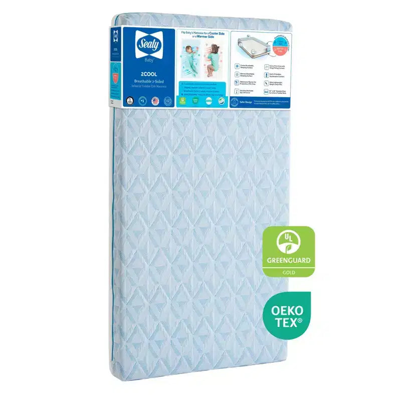 Materasso per culla e lettino Sealy Baby 2Cool traspirante a 2 lati da 5": Ultra-rigido, rivestimento in maglia, 3,17 kg