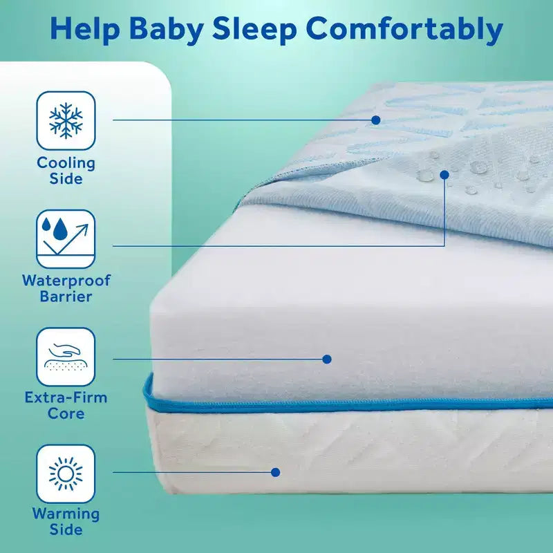 Materasso per culla e lettino Sealy Baby 2Cool traspirante a 2 lati da 5": Ultra-rigido, rivestimento in maglia, 3,17 kg