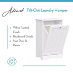 Mobile Lavanderia RiverRidge Home Ashland con Cesto Inclinabile e Sacco Portabiancheria Estraibile Bianco