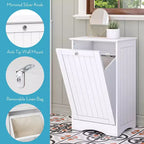 Mobile Lavanderia RiverRidge Home Ashland con Cesto Inclinabile e Sacco Portabiancheria Estraibile Bianco