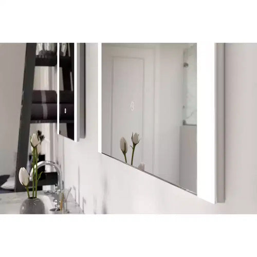 Specchio da parete a LED senza cornice, 24"x30" Premium Lumen, a temperatura colore fissa, con vetro antiappannamento - Tosca: controllo touch, specchio da parete per bagno