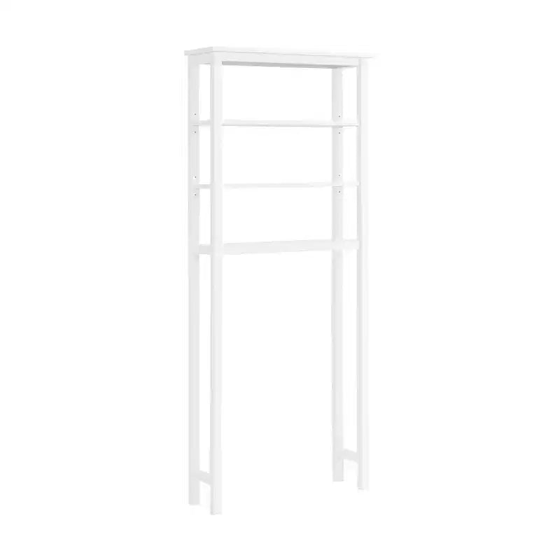 Dover Organizer per Bagno Sopra il WC con Ripiani Aperti e Due Aste Portasciugamani Bianco - Alaterre Furniture