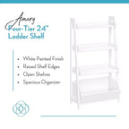 RiverRidge Amery, mensole a scaletta ed espositive a 4 livelli da 61 cm con contenitore organizer, bianche