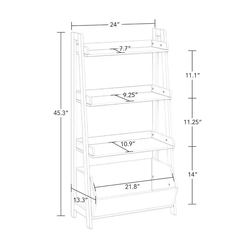 RiverRidge Amery, mensole a scaletta ed espositive a 4 livelli da 61 cm con contenitore organizer, bianche