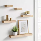 Set di 5 mensole a muro naturali - Threshold™: mensole galleggianti moderne in MDF, include l'hardware di montaggio