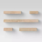 Set di 5 mensole a muro naturali - Threshold™: mensole galleggianti moderne in MDF, include l'hardware di montaggio