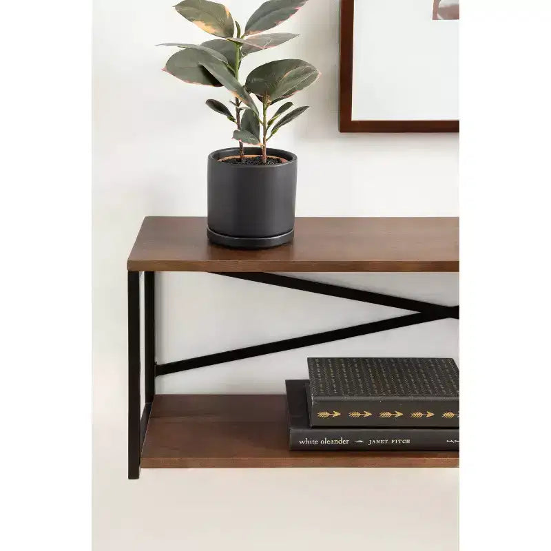 Kate & Laurel All Things Decor Scaffale da Parete Ascott a 2 Livelli, 91 cm, Marrone/Nero