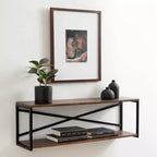 Kate & Laurel All Things Decor Scaffale da Parete Ascott a 2 Livelli, 91 cm, Marrone/Nero