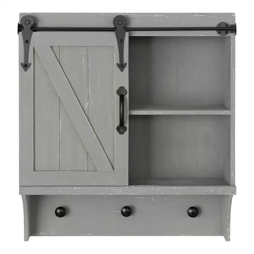 18" x 8" x 20" Farmhouse Wall Organizer with Storage, Hooks - Kate & Laurel All Things Decor