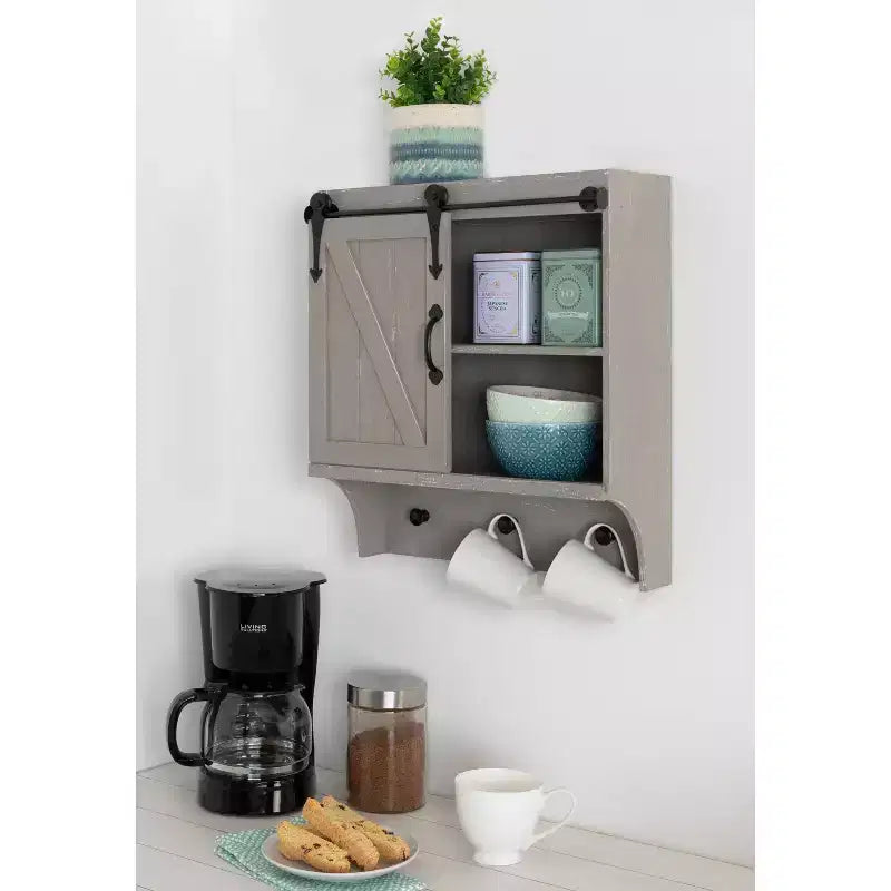 Organizzatore da parete in stile rustico con scomparti e ganci, 18" x 8" x 20" – Kate & Laurel All Things Decor