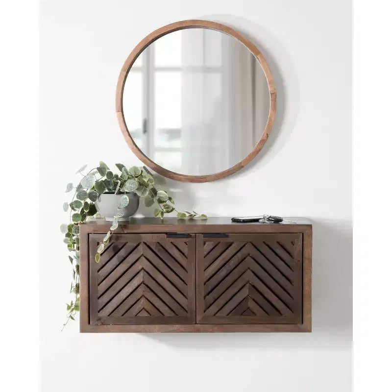 Kate & Laurel All Things Decor 30" x 10" x 14" Armadietto da Parete a 2 Ante Mezzeta, Legno Naturale - Nessun Assemblaggio, Superficie in MDF