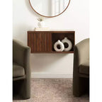 Kate & Laurel All Things Decor Armadietto da parete corto "Furrow" 30"x10"x14", Noce Marrone
