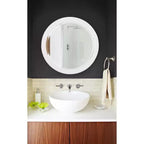 Specchio Howard Elliott 36" George rotondo con cornice smussata in legno bianco opaco