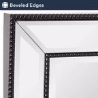 Mobiletto pensile "Head West" 22"x30" con specchio, elegante, nero spazzolato, stile moderno e con perline