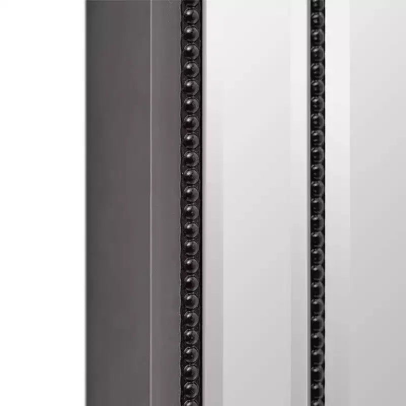 Mobiletto pensile "Head West" 22"x30" con specchio, elegante, nero spazzolato, stile moderno e con perline