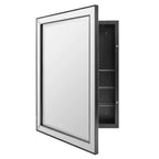 Mobiletto pensile "Head West" 22"x30" con specchio, elegante, nero spazzolato, stile moderno e con perline