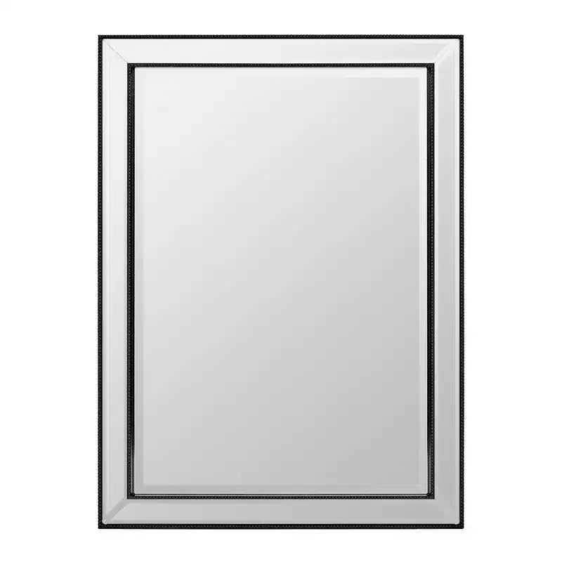 Mobiletto pensile "Head West" 22"x30" con specchio, elegante, nero spazzolato, stile moderno e con perline