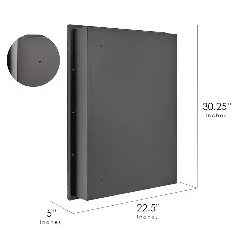 Mobiletto pensile "Head West" 22"x30" con specchio, elegante, nero spazzolato, stile moderno e con perline