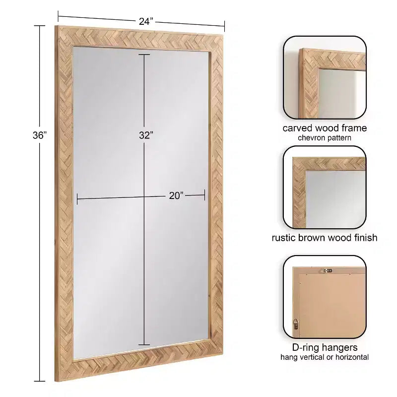 Kate & Laurel All Things Decor 24"x36" Specchio Rettangolare Braywood Marrone