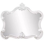 Howard Elliott 28"x32" Veruca Glossy Framed Accent Wall Mirror White: Modern Rectangle, No Assembly Required