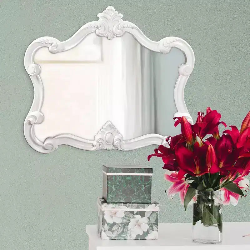 Howard Elliott 28"x32" Veruca Specchio da Parete Accento con Cornice Lucida Bianco: Rettangolare Moderno, Nessun Montaggio Richiesto