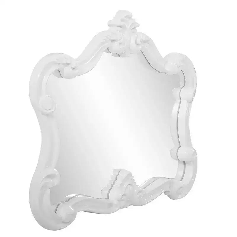 Howard Elliott 28"x32" Veruca Specchio da Parete Accento con Cornice Lucida Bianco: Rettangolare Moderno, Nessun Montaggio Richiesto