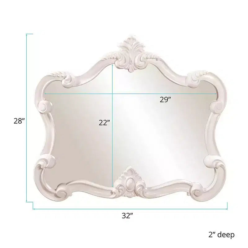 Howard Elliott 28"x32" Veruca Specchio da Parete Accento con Cornice Lucida Bianco: Rettangolare Moderno, Nessun Montaggio Richiesto