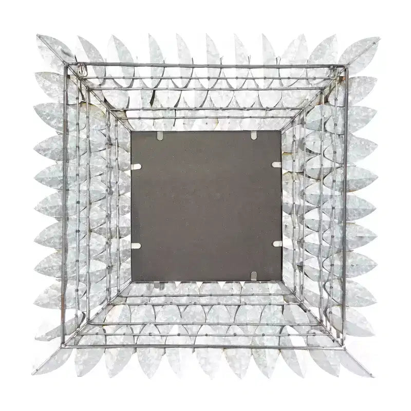 Specchio da Parete Radiale con Foglie Metalliche Marrone - Olivia & May: Rustico Quadrato Nessun Montaggio Richiesto