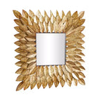 Specchio da Parete Radiale con Foglie Metalliche Marrone - Olivia & May: Rustico Quadrato Nessun Montaggio Richiesto