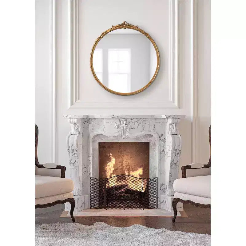 Specchio da parete con cornice Marchon oro 30" x 30" - Kate & Laurel All Things Decor: rotondo moderno decorativo, nessun assemblaggio richiesto