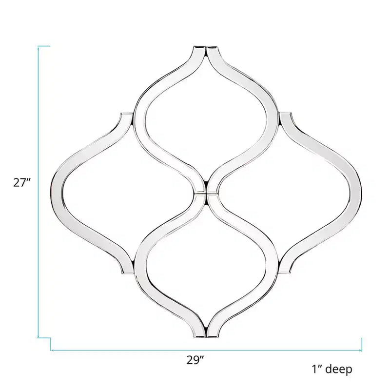 Howard Elliott Specchio da parete decorativo smussato a reticolo, argento: geometrico, interconnesso, nessun assemblaggio richiesto, cornice in legno, montaggio a parete