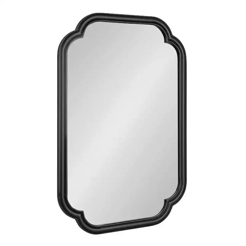 Kate & Laurel All Things Decor 24"X36" Glenby Scallop Wall Mirror Black