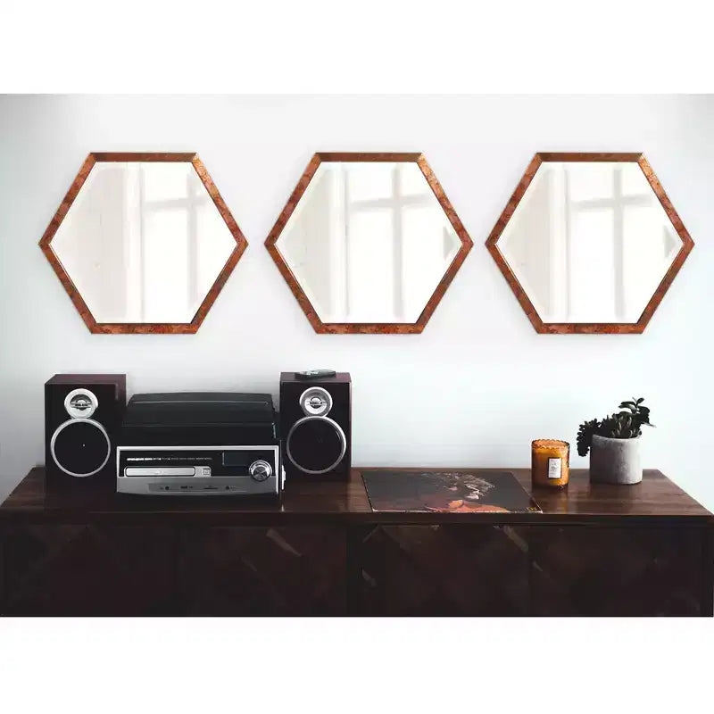 Specchio da Parete con Cornice Howard Elliott Felix Rame: Forma Ottagonale Moderna, Nessun Assemblaggio, Montaggio a Parete