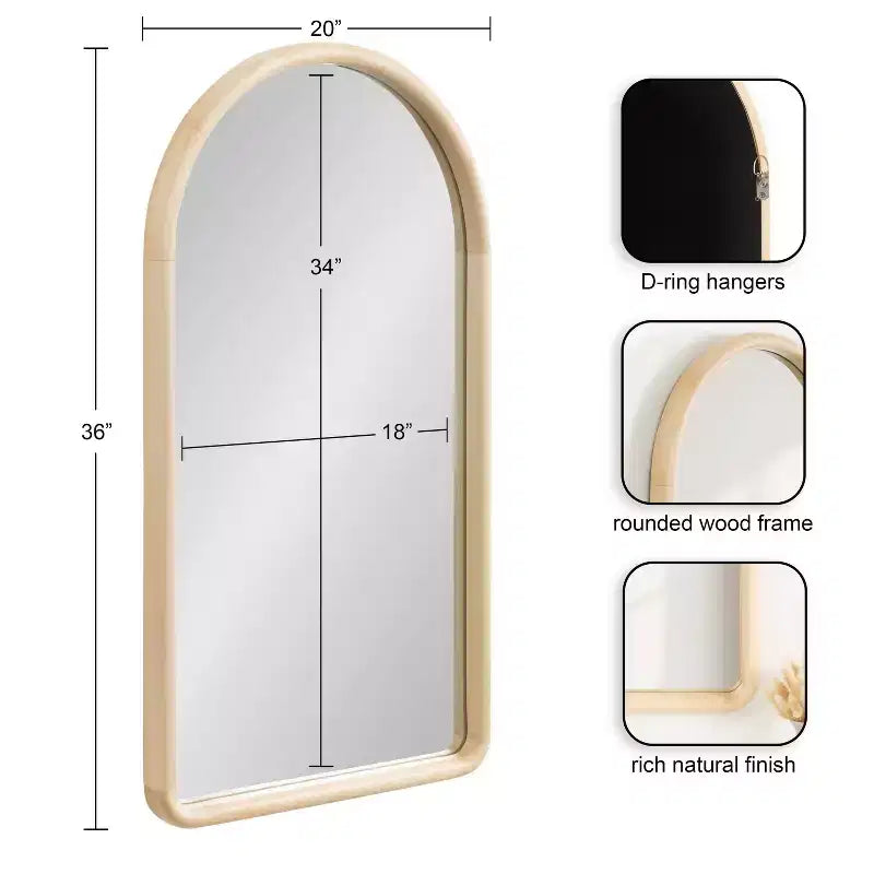 Kate &amp; Laurel All Things Decor Specchio da parete ad arco Talma 20"X36" Naturale