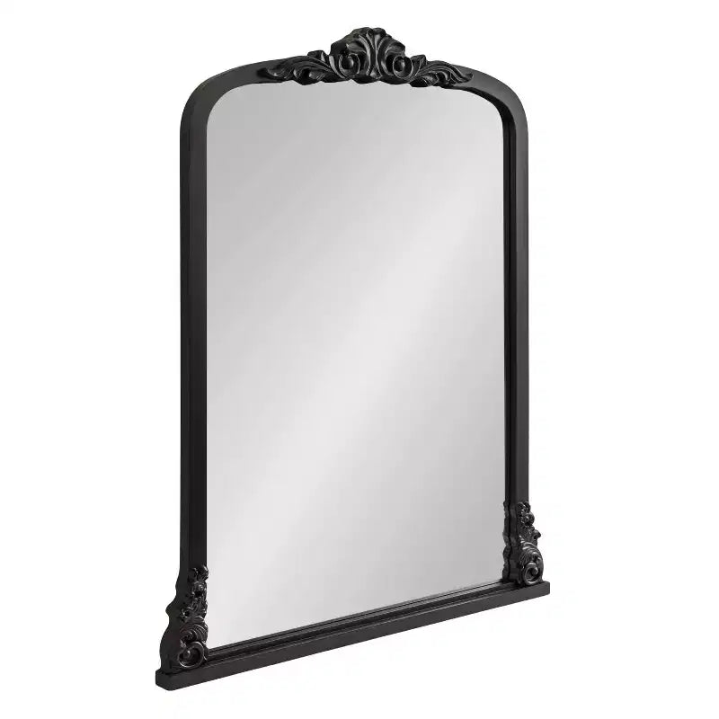 Kate & Laurel All Things Decor 28"x35" Barberry Arch Mirror MDF Black