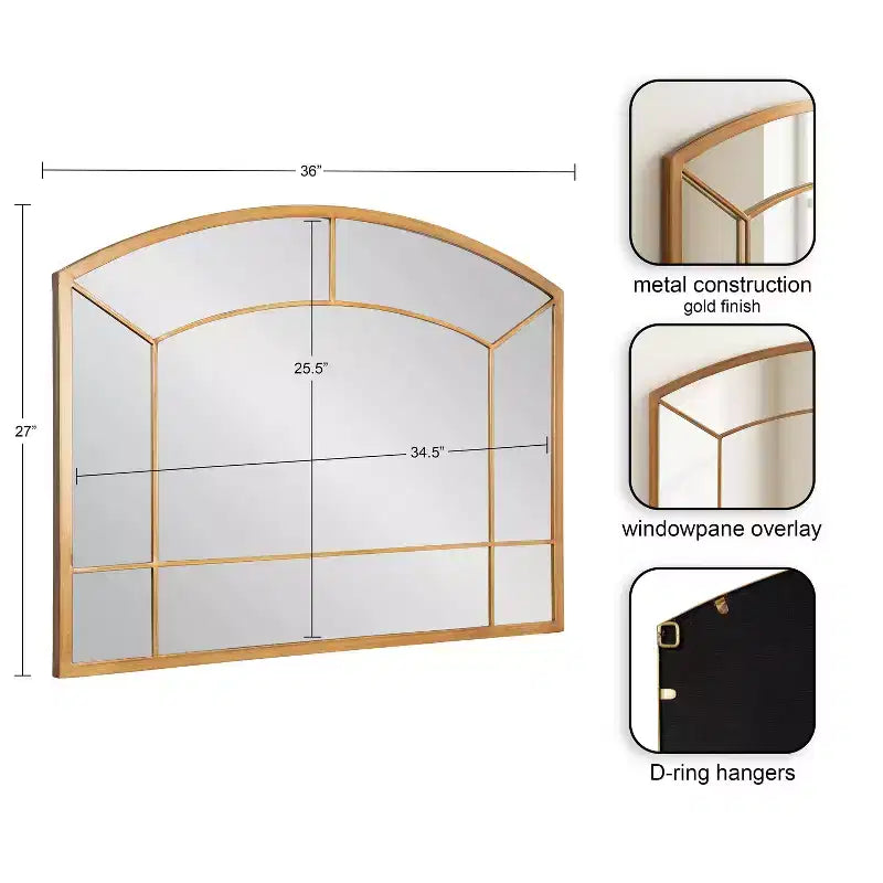 Specchio da parete ad arco Gervais 36"x27" oro Kate & Laurel All Things Decor