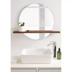 Specchio Fosset rotondo senza cornice con mensola noce scuro 30" x 24" - Kate & Laurel All Things Decor: bordo smussato chic, legno di mango